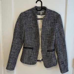 Navy and White textured Jacket